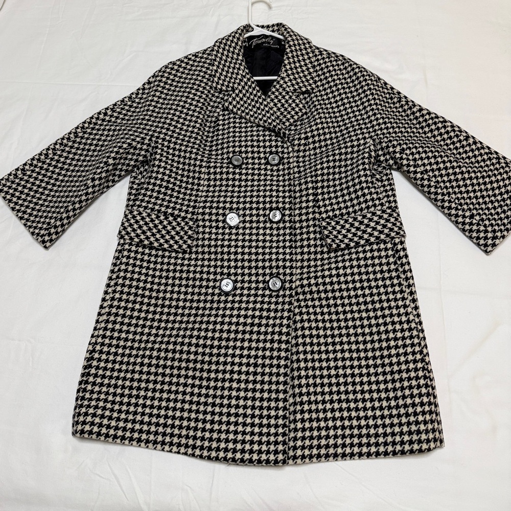Townley Houndstooth Double-Breasted Coat in black/white